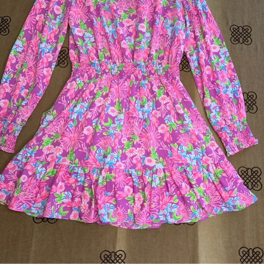 Lilly Pulitzer Cristiana Stretch Dress Moms The Word Amethyst Size 12 - Picture 12 of 16